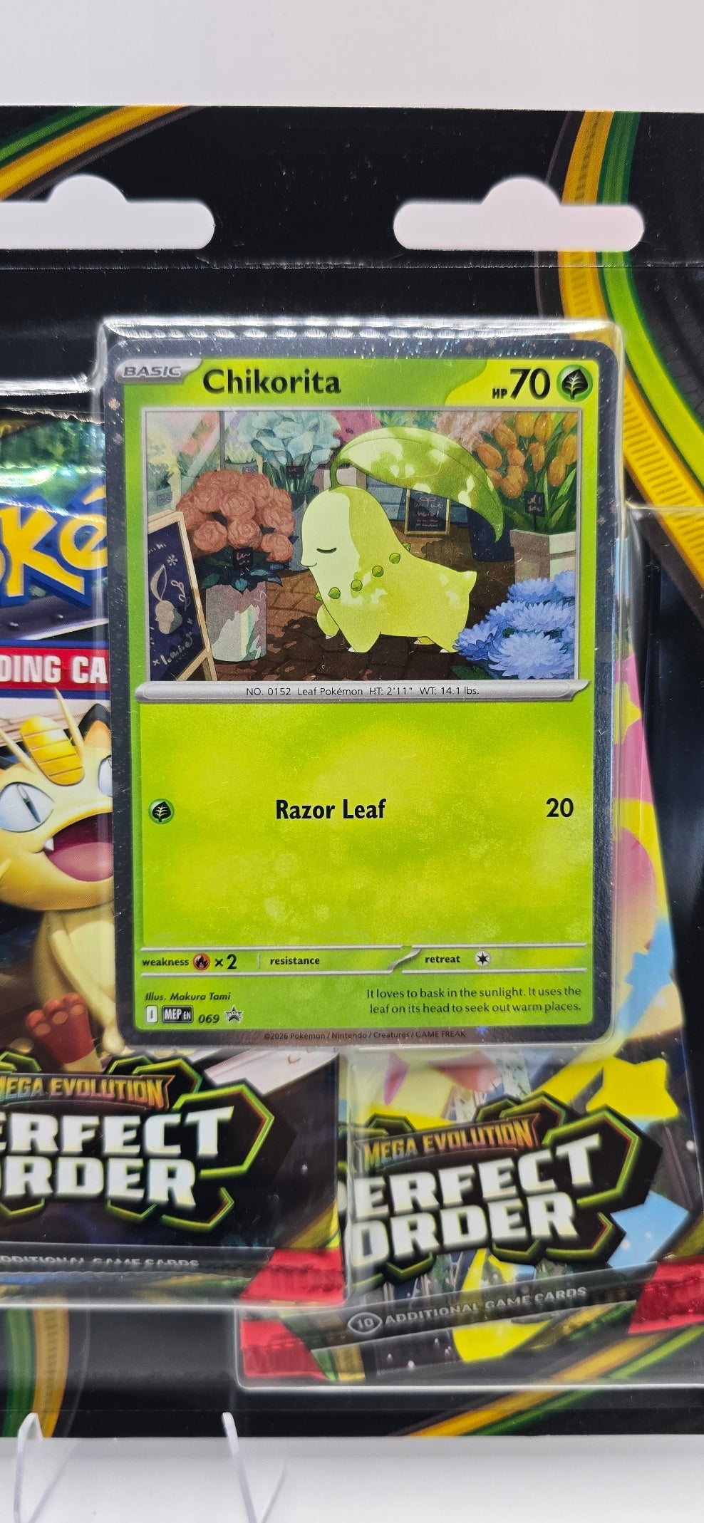 Pokémon TCG: Mega Evolution-Perfect Order 3 Booster Packs & Chikorita Promo Card
