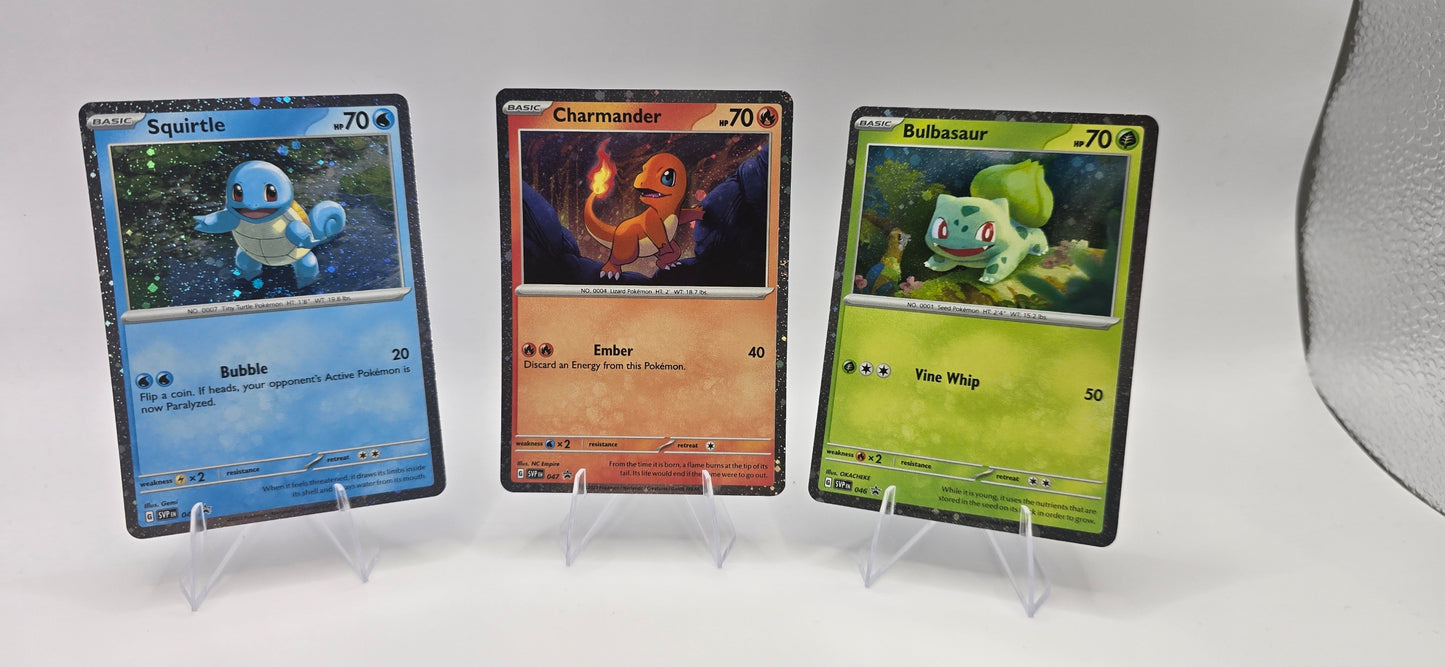 Pokémon TCG: Bulbasaur, Charmander & Squirtle Cosmo Holo Promo Card Set
