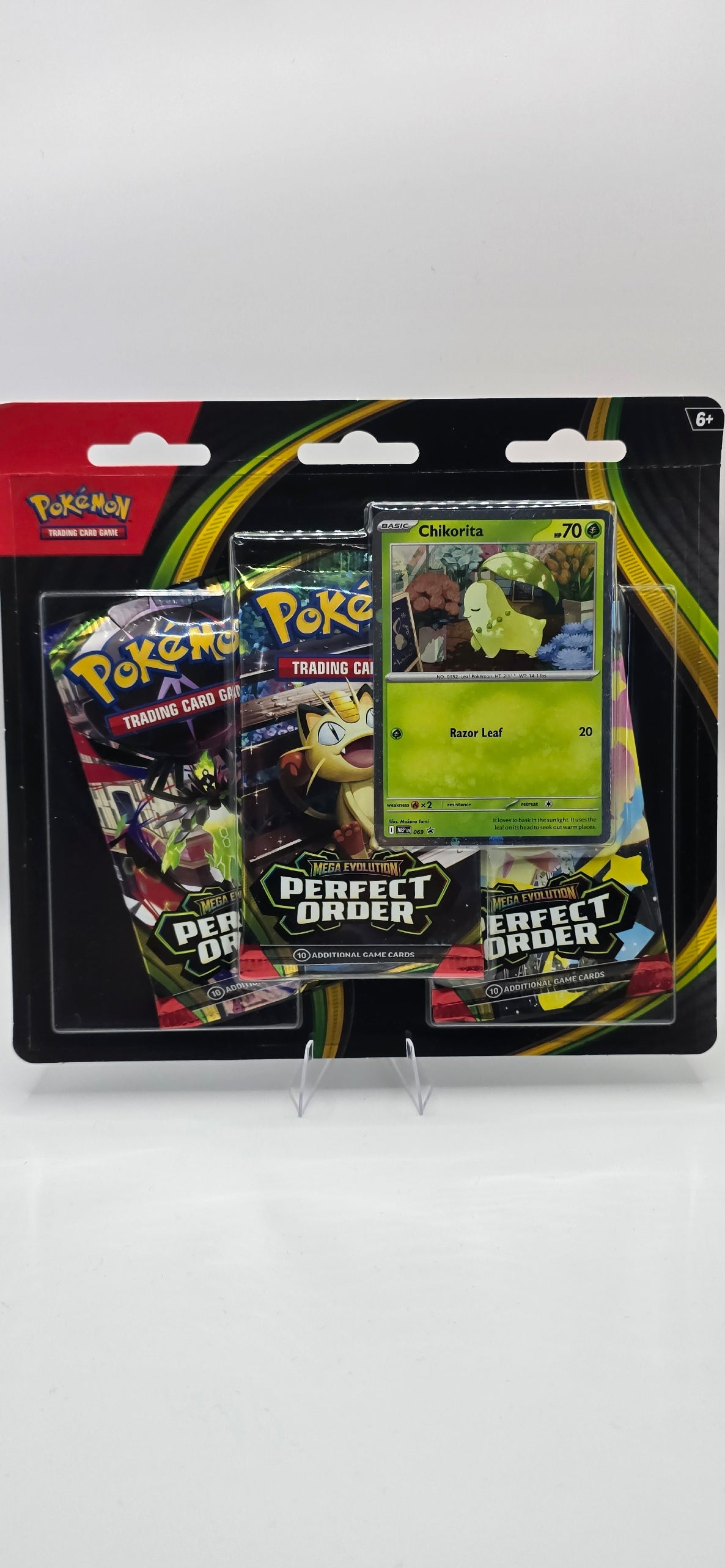 Pokémon TCG: Mega Evolution-Perfect Order 3 Booster Packs & Chikorita Promo Card